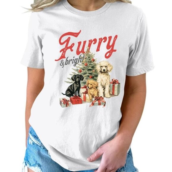 Gildan Other - Dog T-Shirt, Furry & Bright Christmas T-Shirt